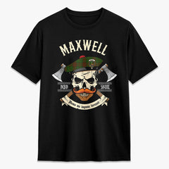 Maxwell Hunting Tartan Crest 2D T-shirt - Alba Skull Style