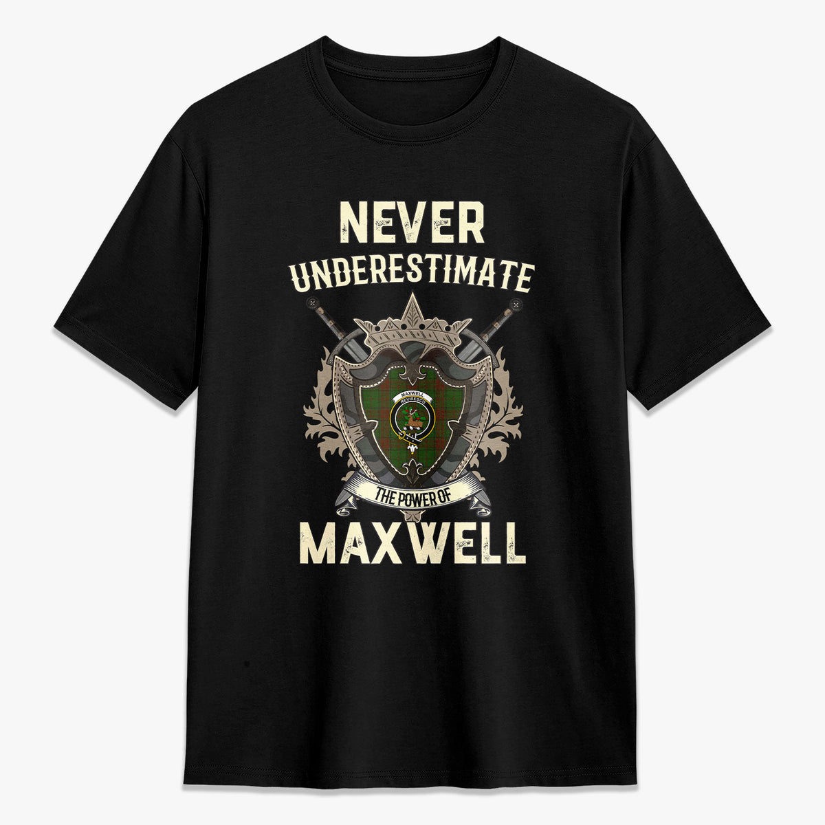 Maxwell Hunting Tartan Crest 2D T-shirt - Never Underestimate Style