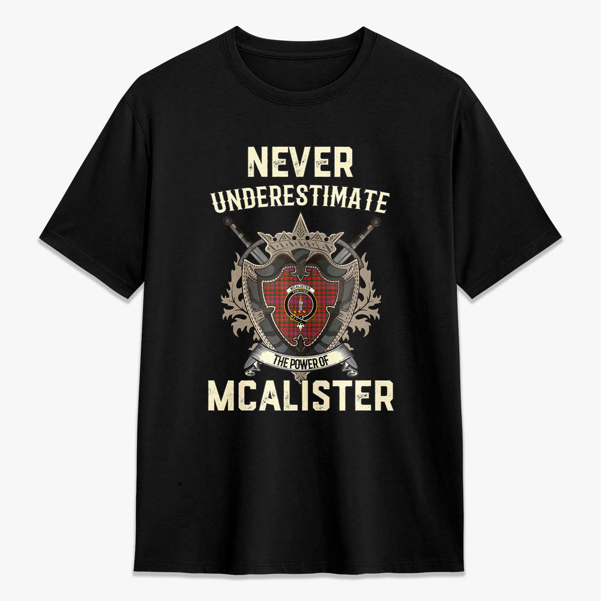McAlister Modern Tartan Crest 2D T-shirt - Never Underestimate Style
