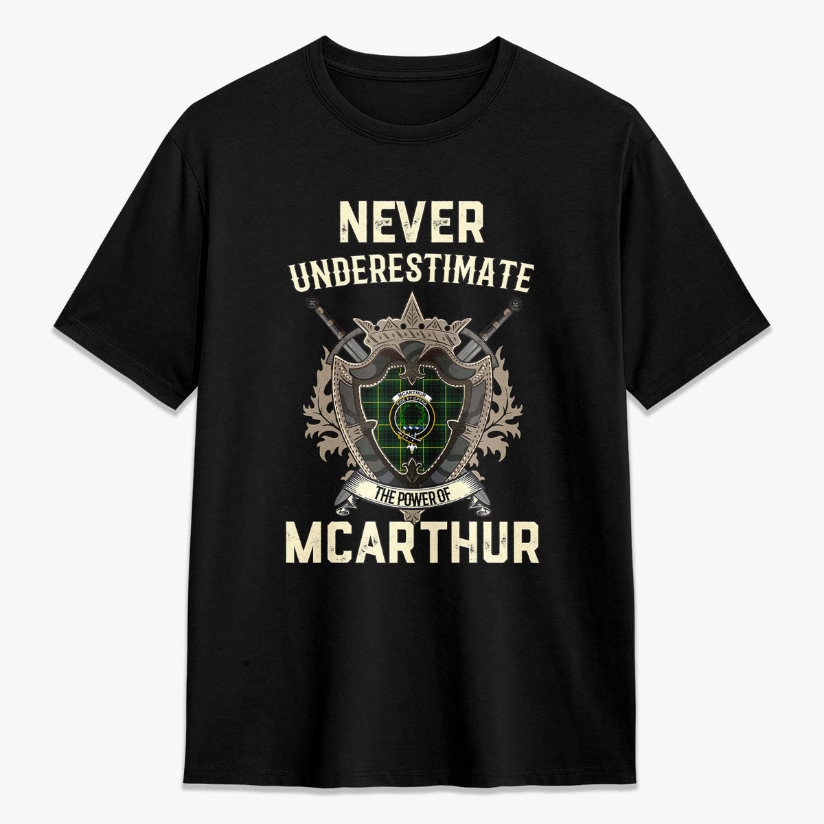 McArthur Modern Tartan Crest 2D T-shirt - Never Underestimate Style
