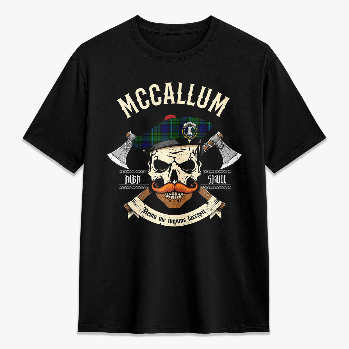 McCallum Modern Tartan Crest 2D T-shirt - Alba Skull Style