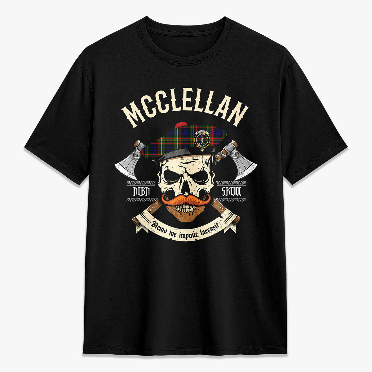 McClellan Modern Tartan Crest 2D T-shirt - Alba Skull Style