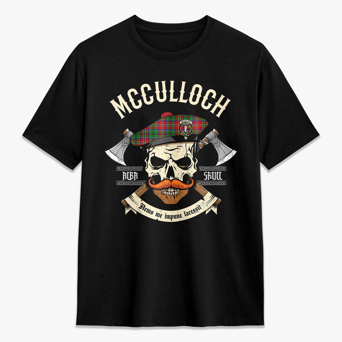 McCulloch Tartan Crest 2D T-shirt - Alba Skull Style