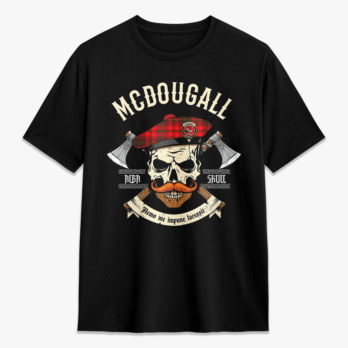 McDougall Modern Tartan Crest 2D T-shirt - Alba Skull Style