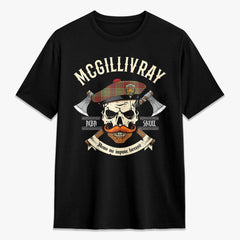 McGillivray Hunting Ancient Tartan Crest 2D T-shirt - Alba Skull Style