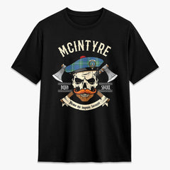 McIntyre Hunting Ancient Tartan Crest 2D T-shirt - Alba Skull Style