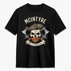 McIntyre Hunting Weathered Tartan Crest 2D T-shirt - Alba Skull Style