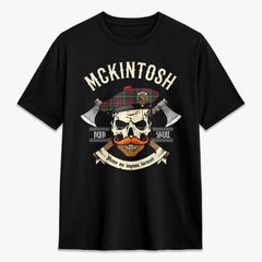 McKintosh Hunting Modern Tartan Crest 2D T-shirt - Alba Skull Style