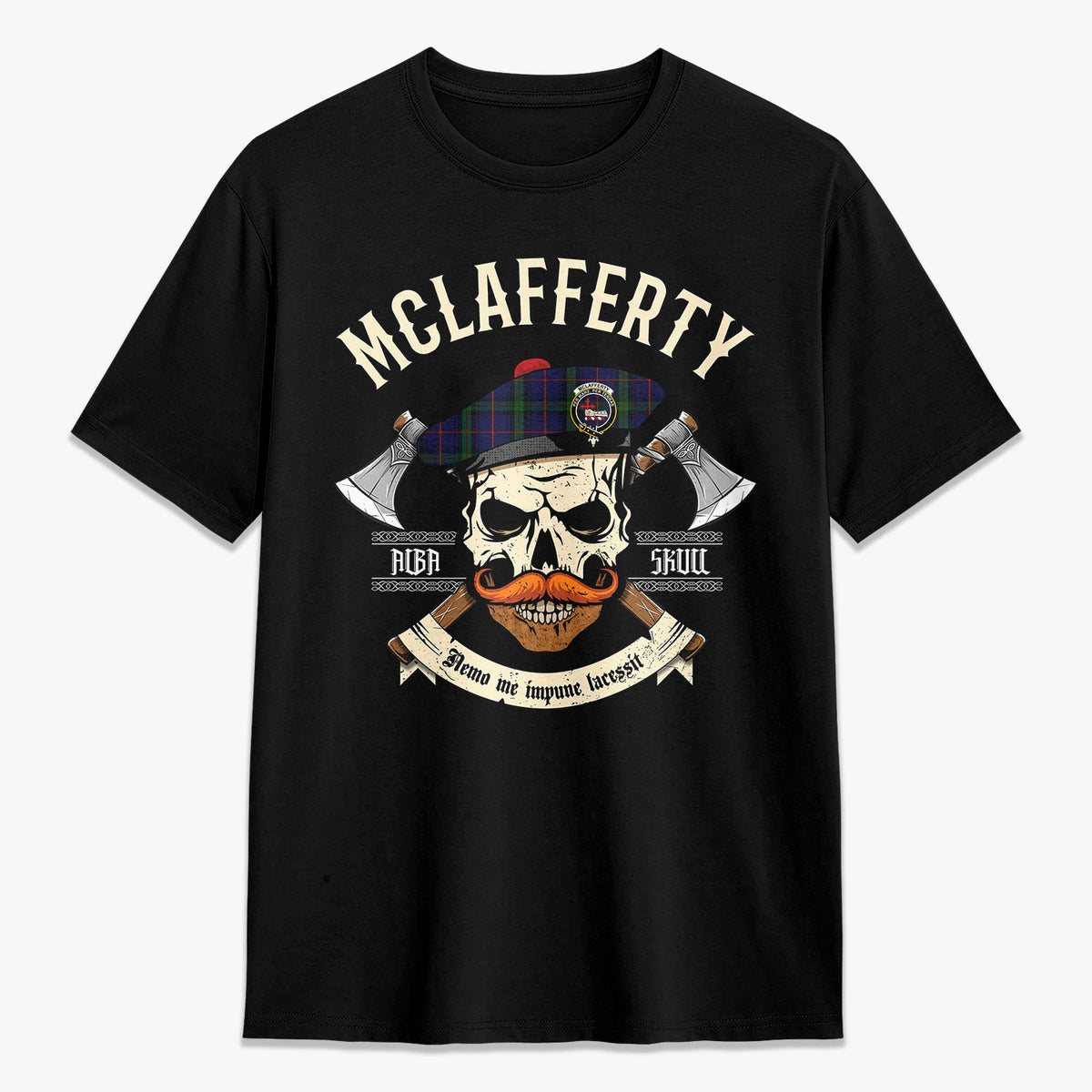 McLafferty Tartan Crest 2D T-shirt - Alba Skull Style