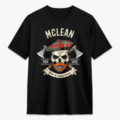 McLean of Duart Modern Tartan Crest 2D T-shirt - Alba Skull Style