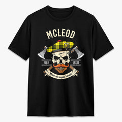 McLeod of Lewis Modern Tartan Crest 2D T-shirt - Alba Skull Style