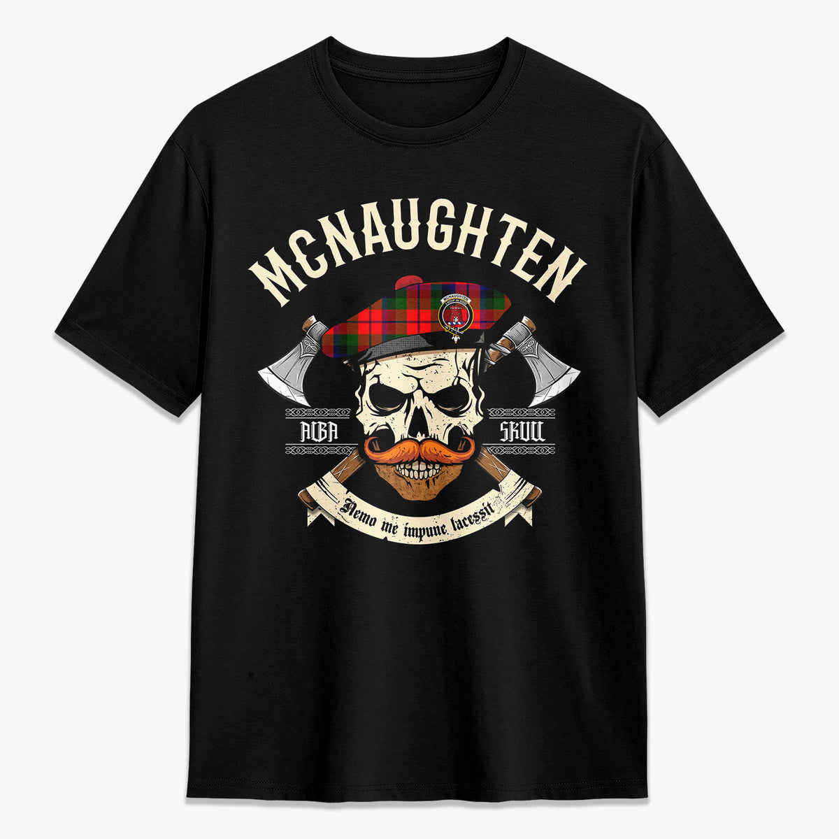 McNaughten Tartan Crest 2D T-shirt - Alba Skull Style