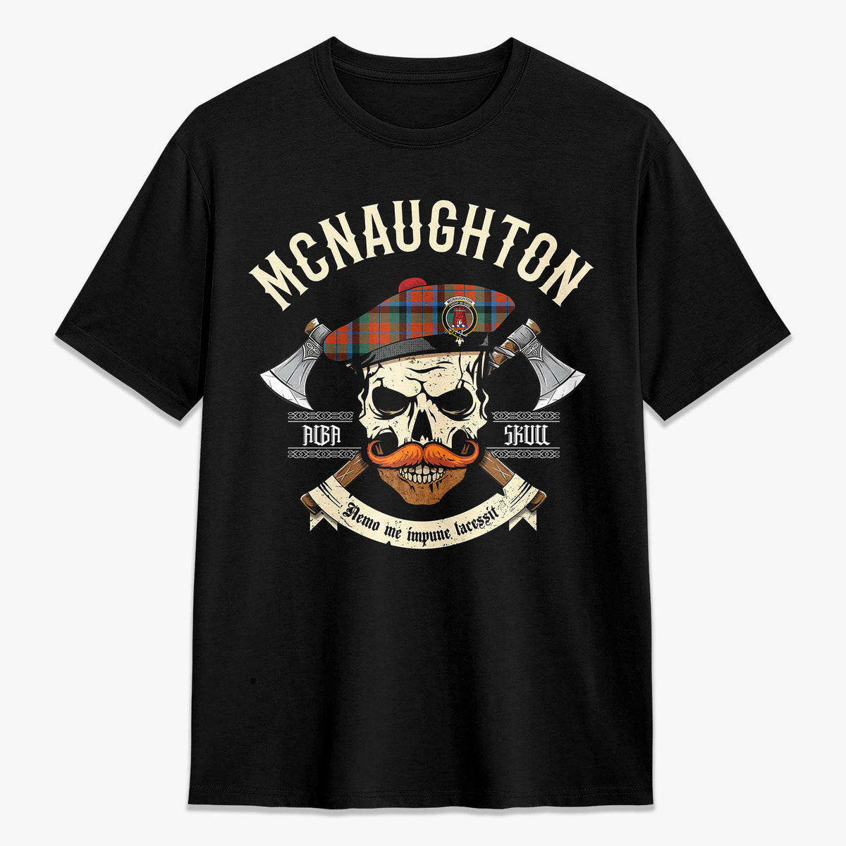 McNaughton Ancient Tartan Crest 2D T-shirt - Alba Skull Style