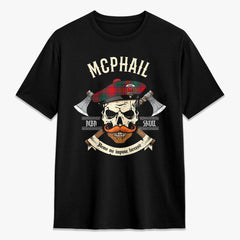 McPhail Clan Tartan Crest 2D T-shirt - Alba Skull Style