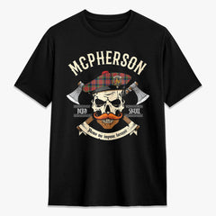 McPherson Ancient Tartan Crest 2D T-shirt - Alba Skull Style