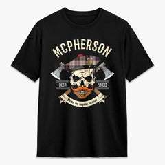 McPherson Hunting Ancient Tartan Crest 2D T-shirt - Alba Skull Style