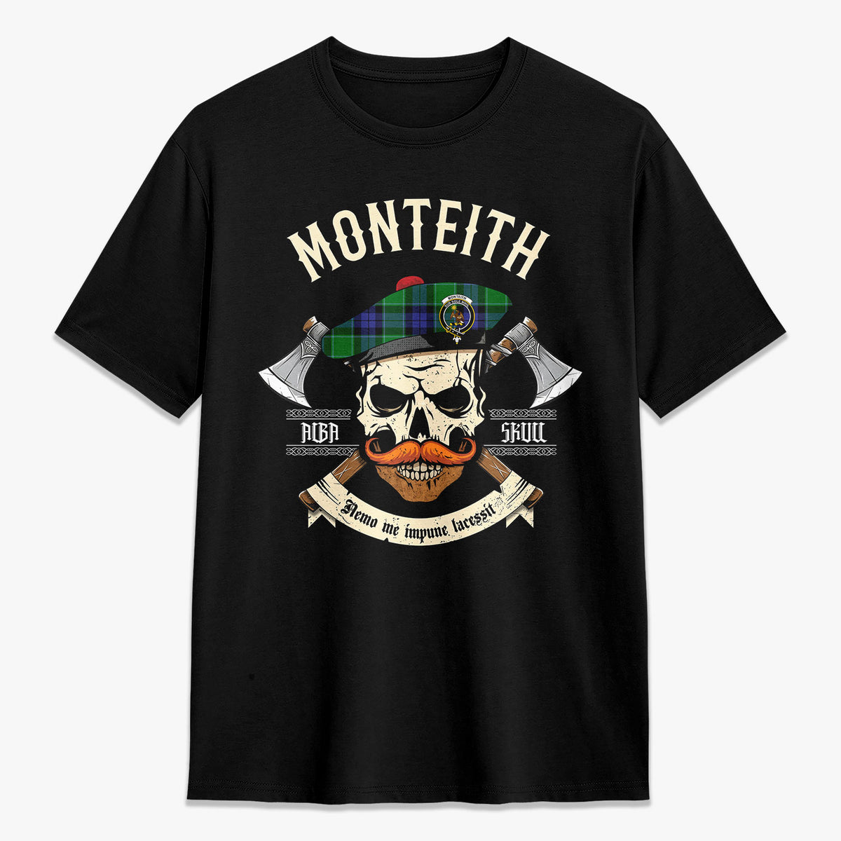 Monteith Tartan Crest 2D T-shirt - Alba Skull Style