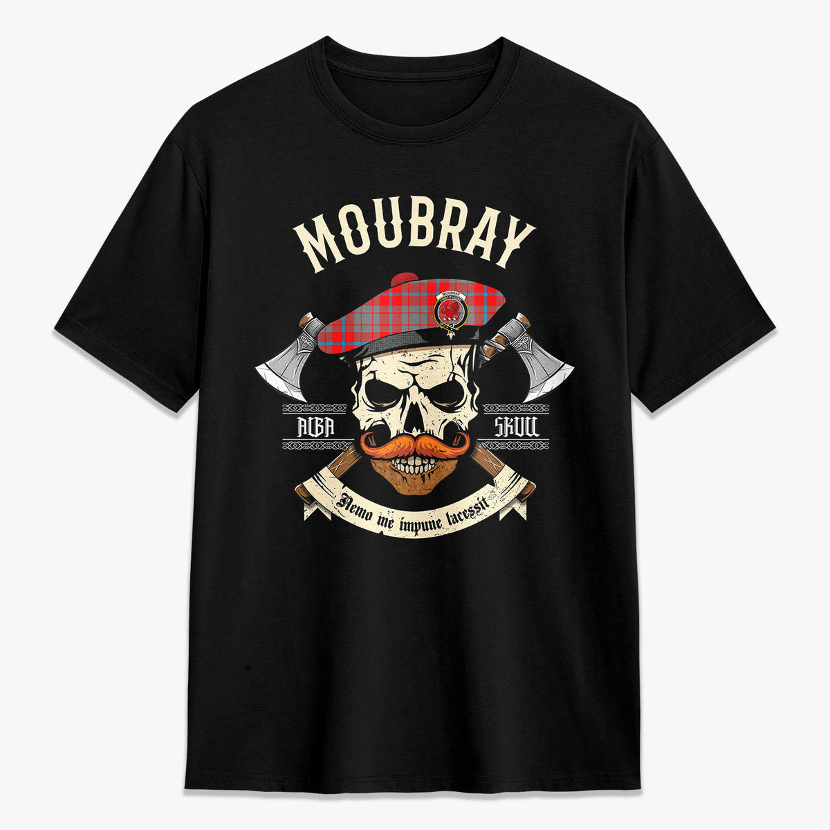 Moubray Tartan Crest 2D T-shirt - Alba Skull Style