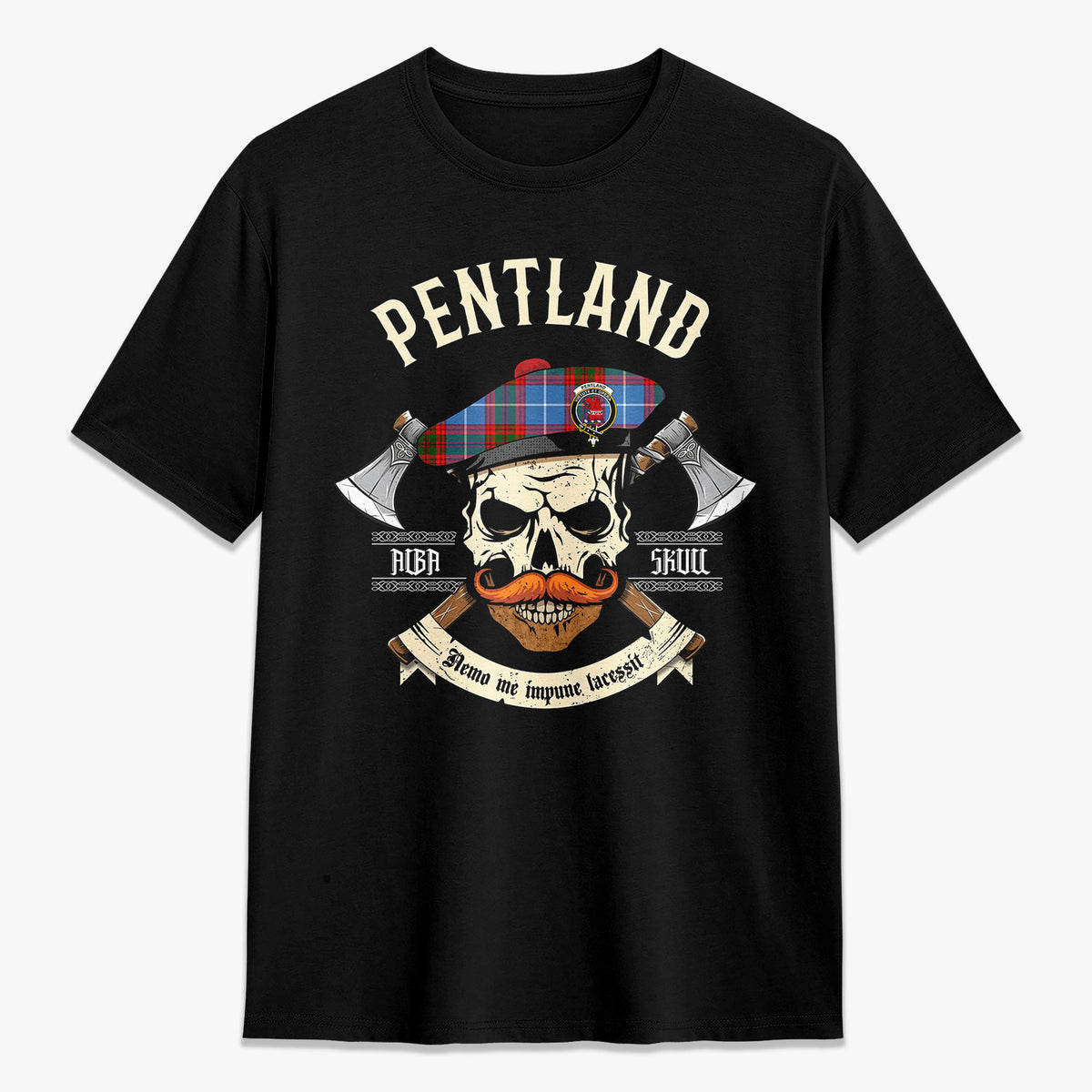 Pentland Tartan Crest 2D T-shirt - Alba Skull Style