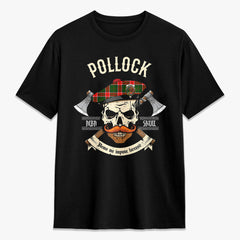 Pollock Tartan Crest 2D T-shirt - Alba Skull Style