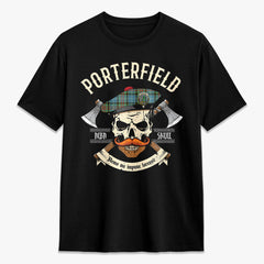 Porterfield Tartan Crest 2D T-shirt - Alba Skull Style