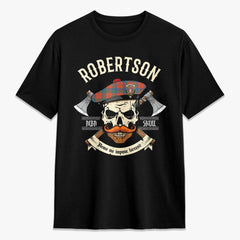 Robertson Ancient Tartan Crest 2D T-shirt - Alba Skull Style