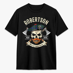 Robertson Hunting Modern Tartan Crest 2D T-shirt - Alba Skull Style