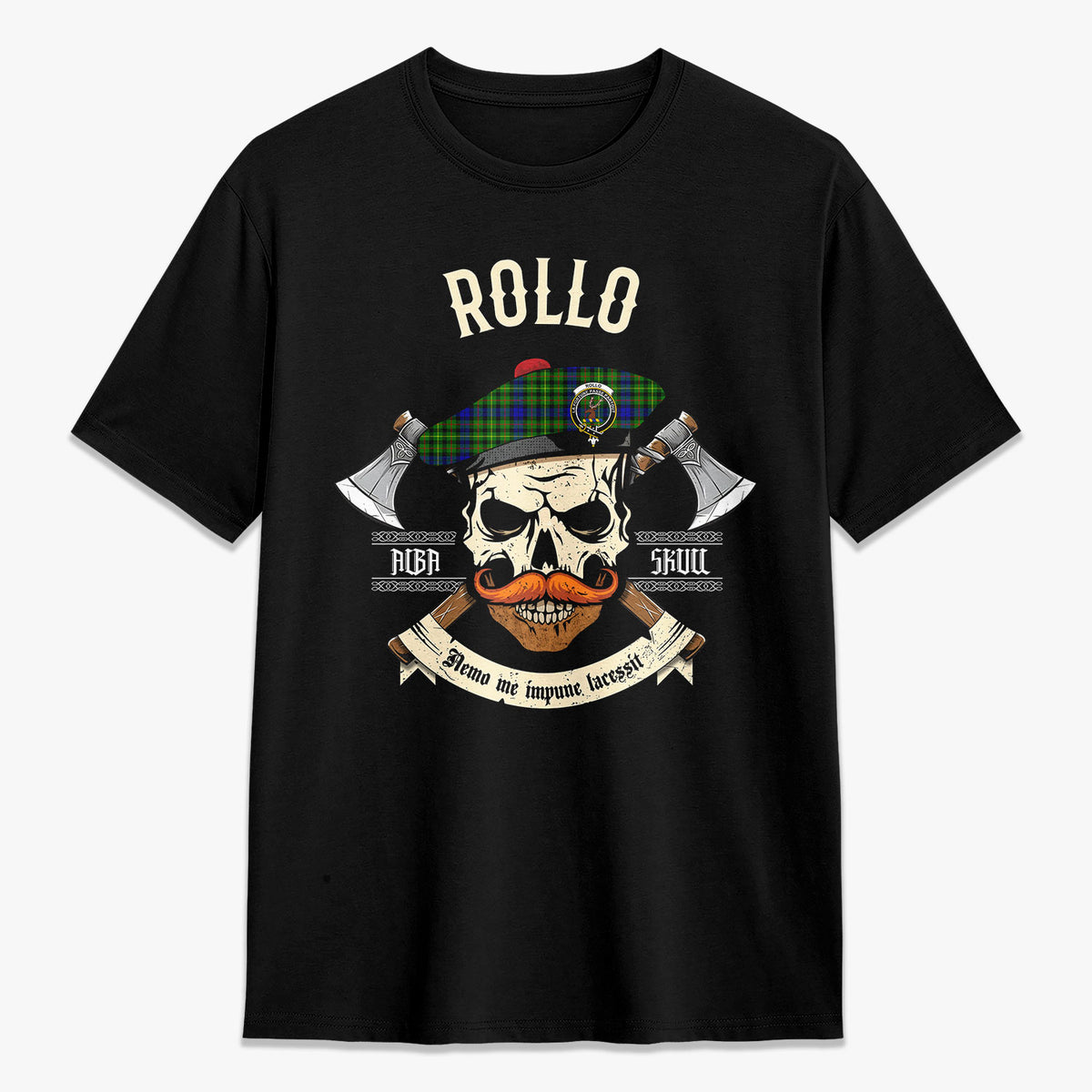 Rollo Modern Tartan Crest 2D T-shirt - Alba Skull Style