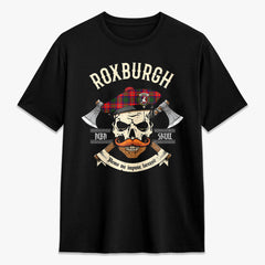 Roxburgh District Tartan Crest 2D T-shirt - Alba Skull Style