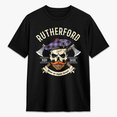 Rutherford Tartan Crest 2D T-shirt - Alba Skull Style