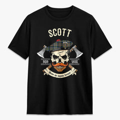 Scott Green Modern Tartan Crest 2D T-shirt - Alba Skull Style