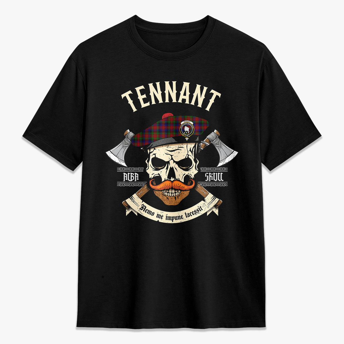 Tennant Tartan Crest 2D T-shirt - Alba Skull Style