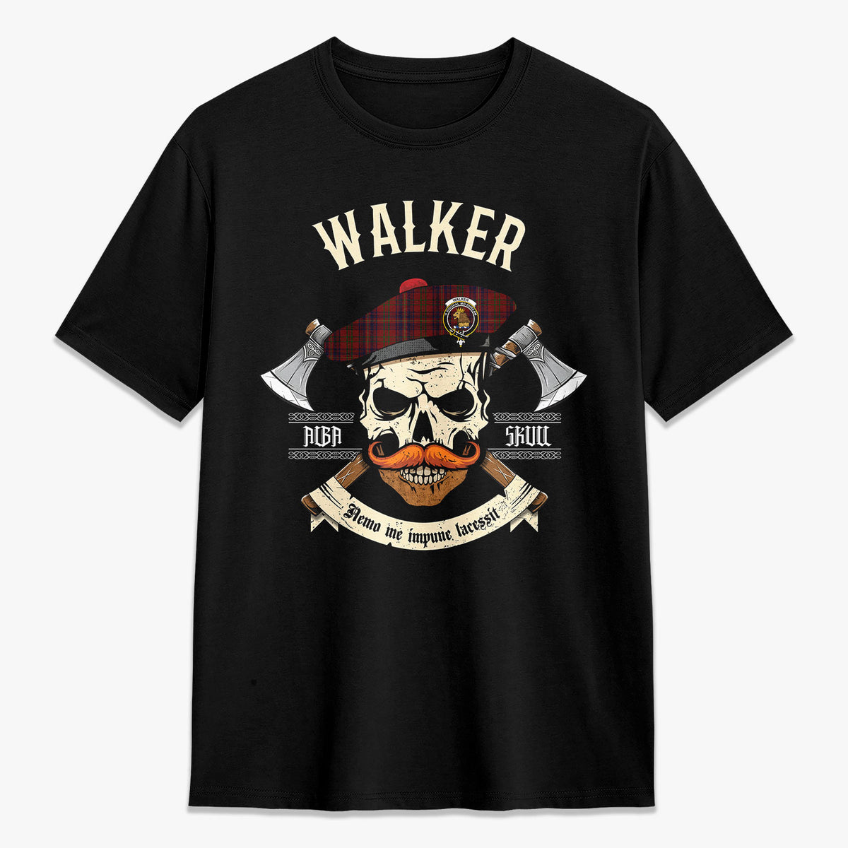 Walker Tartan Crest 2D T-shirt - Alba Skull Style