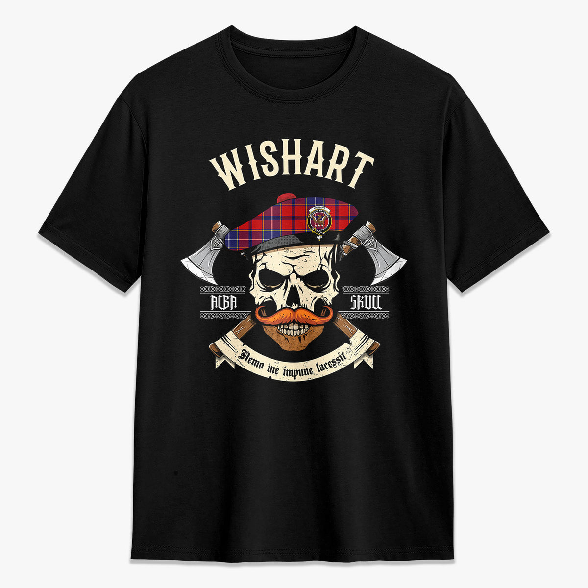 Wishart Dress Tartan Crest 2D T-shirt - Alba Skull Style