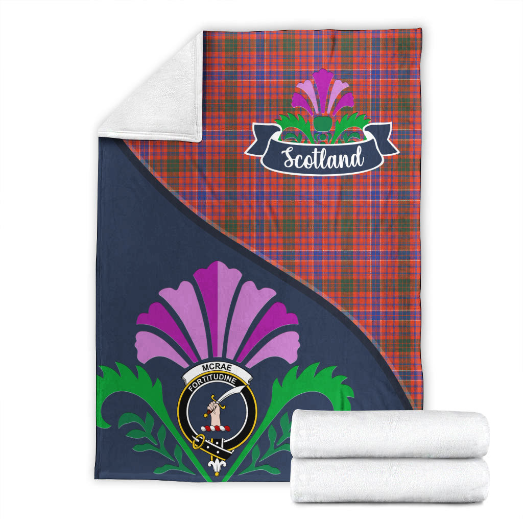 McRae Ancient Tartan Crest Premium Blanket - Thistle Style