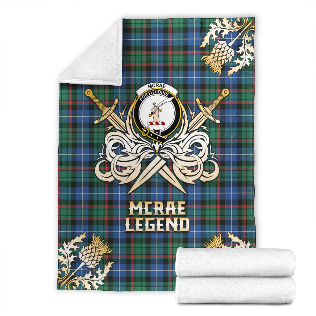 McRae Hunting Ancient Tartan Gold Courage Symbol Blanket