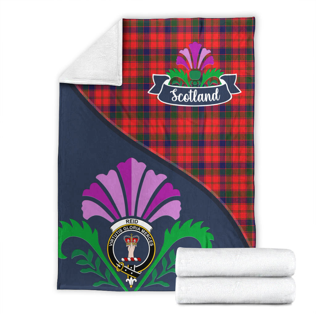 Reid Modern Tartan Crest Premium Blanket - Thistle Style