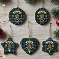 MacKenzie Modern Tartan Crest Christmas Ceramic Ornament
