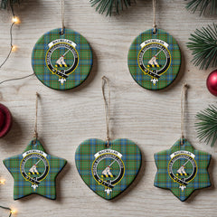MacMillan Hunting Ancient Tartan Crest Christmas Ceramic Ornament