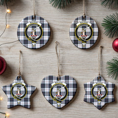 MacRae Dress Modern Tartan Crest Christmas Ceramic Ornament