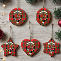 McAulay Modern Tartan Crest Christmas Ceramic Ornament