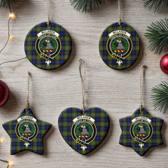 McLaren Modern Tartan Crest Christmas Ceramic Ornament
