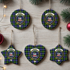 McNeil of Barra Modern Tartan Crest Christmas Ceramic Ornament
