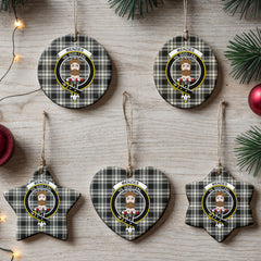 Menzies Black - White Ancient Tartan Crest Christmas Ceramic Ornament