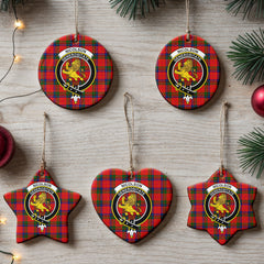 Nicolson Modern Tartan Crest Christmas Ceramic Ornament