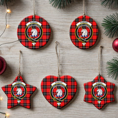 Ramsay Modern Tartan Crest Christmas Ceramic Ornament