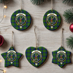 Rollo Modern Tartan Crest Christmas Ceramic Ornament