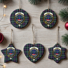 Rose Hunting Modern Tartan Crest Christmas Ceramic Ornament