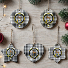Scott Black & White Modern Tartan Crest Christmas Ceramic Ornament