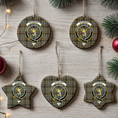 Stewart Hunting Weathered Tartan Crest Christmas Ceramic Ornament